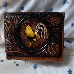 Leather Wallet with Rooster Design